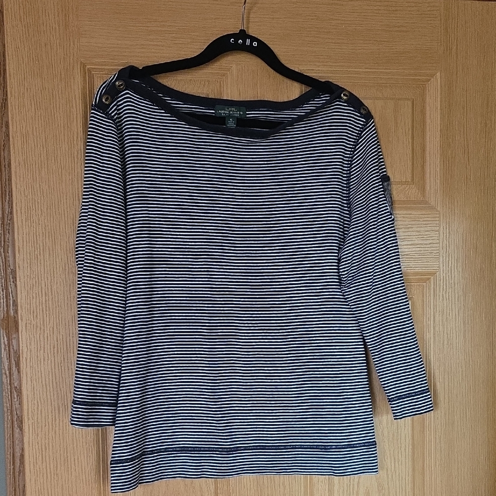 Lauren Ralph Lauren Black and White Striped‎ Shirt